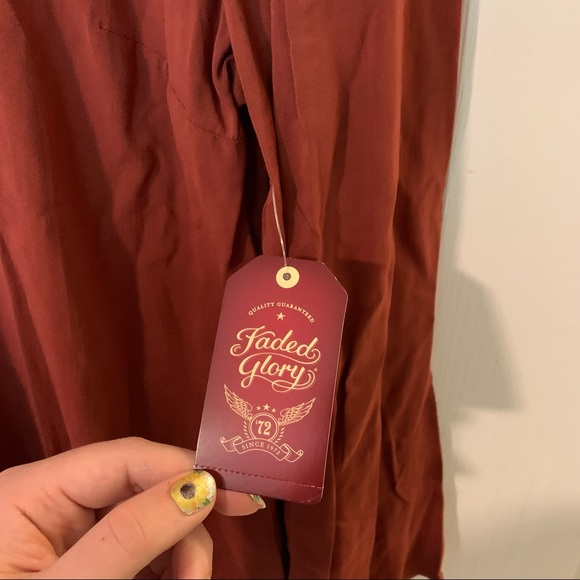 Fall rust embroidered long sleeve work blouse - Picture 4 of 7